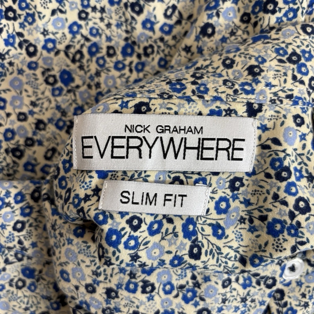 Nick Graham Everywhere Floral Slim Fit Long Sleeve Button Up Shirt Men's Large - Picture 9 of 11